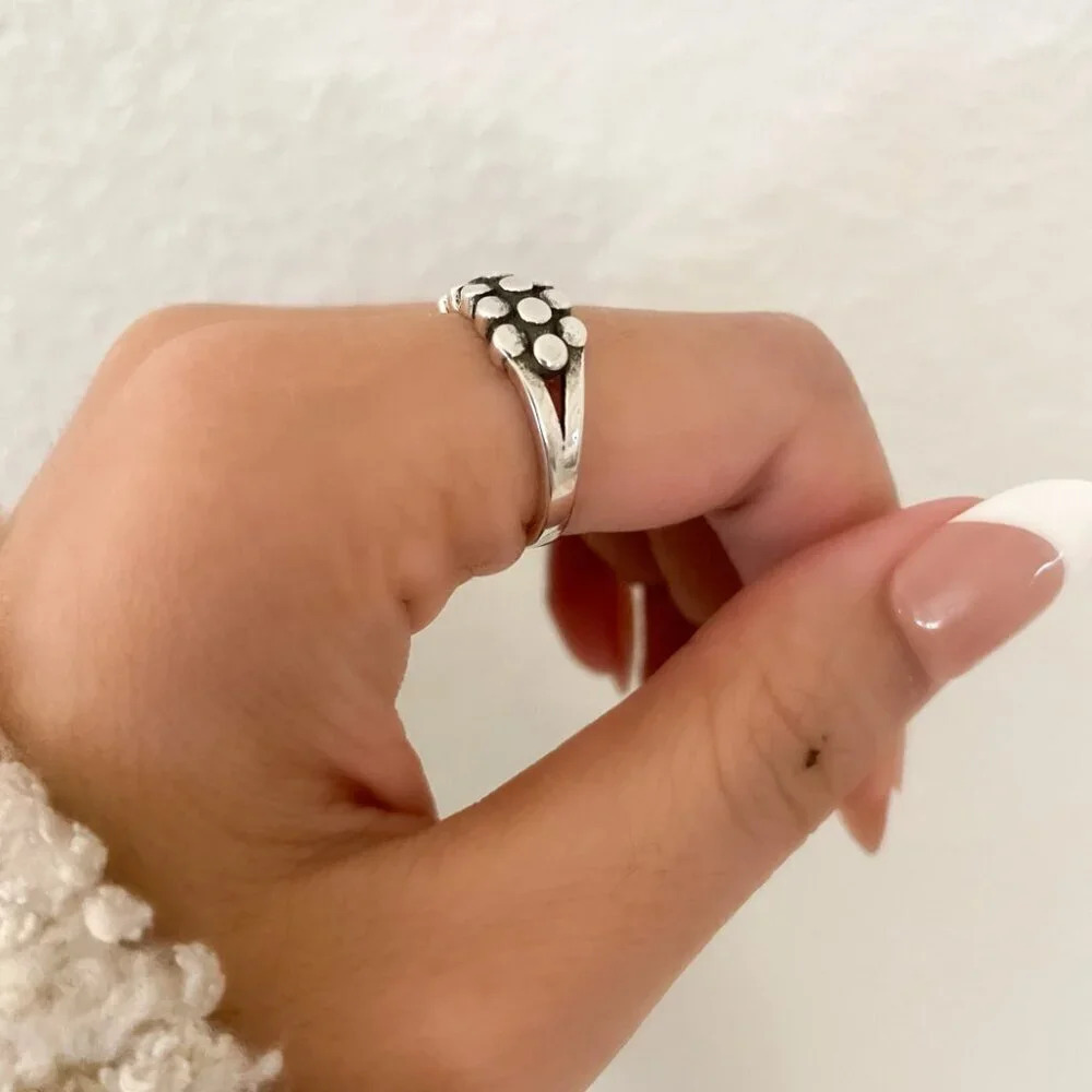 925 Sterling Silver Bead Ring Minimalist Ring Dainty Ring Stacakble Ring Band - Picture 4 of 9